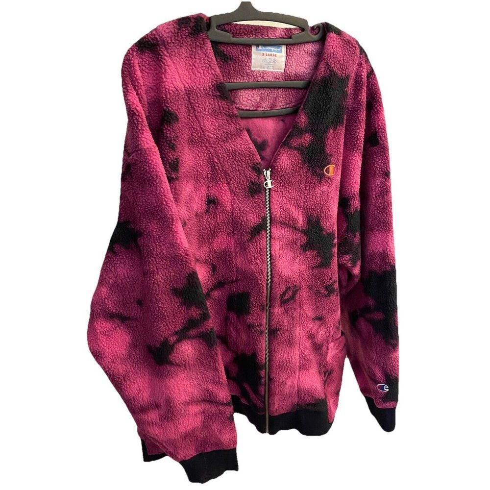 Women's Champion Pink/Purple Fleece Full Zip Jacket with‎ Pockets Size XL